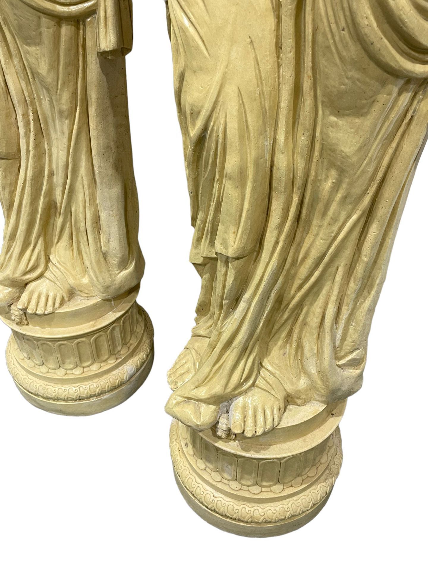 A Pair Of Greek Style Caryatid Columns, Square Top With Gadroon Underbelly, The Semi-Nude Female - Image 6 of 8