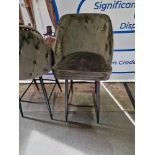 2 x Bar Stool Velvet Bar Stool With Black Metal Legs The Upholstered Seat Pad With Brass Pin Details
