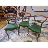 Set of 3 Walnut Balloon Back Chairs This Stunning 19th Century Set Of Walnut Antique Balloon Back