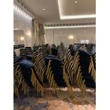 20 x Gasser USA premium stacking banquet chairs gold frame upholstered in blue damask Gasser's