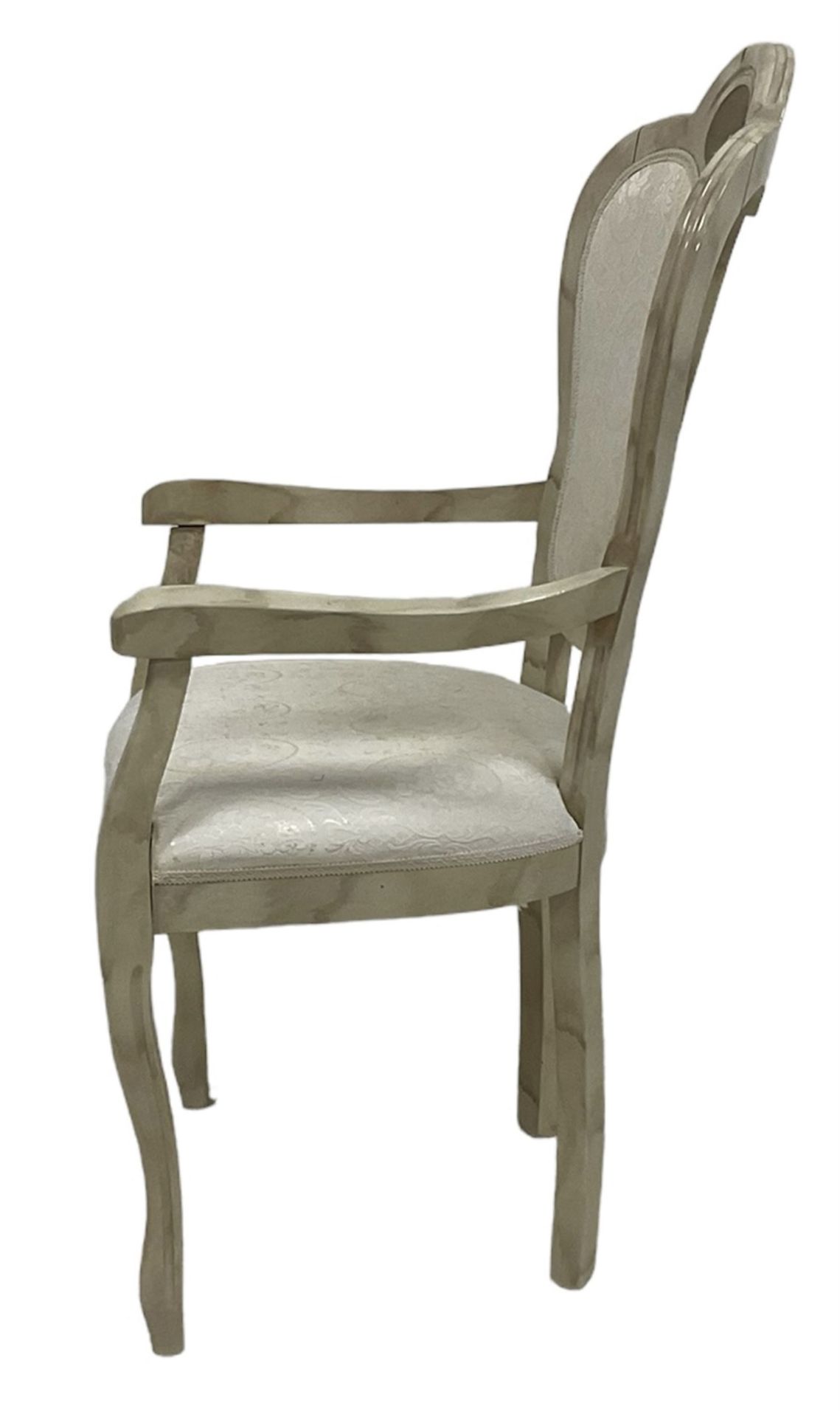 Italian Designer Set of seven (5+2 Carver) dining chairs, arched cresting rail with upholstered back - Image 4 of 6
