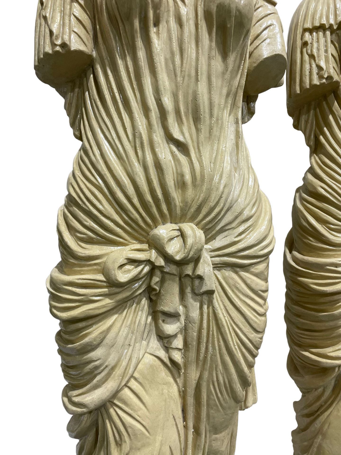 A Pair Of Greek Style Caryatid Columns, Square Top With Gadroon Underbelly, The Semi-Nude Female - Image 2 of 8