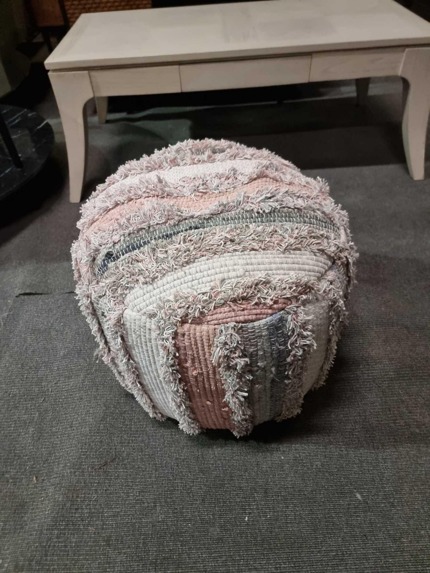 Opal Textured Pouffe In Blush In A Stunning On-Trend Blush Colour Palette, Paired With Both Its - Image 2 of 4