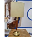Chelsom Column Style Lamp In Wood And Brass With Cream Lamp Model GU/807/TL 64cm High
