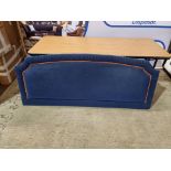 Large Blue Headboard Luxury Padded Upholstered With Red Piping And Pleated Edge 2040 x 760(H) (SRM6)