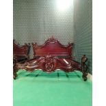 Bespoke Mahogany Bedframe Hand Carved Ornate Detail In The Baroque Style On The Head And Footboard