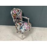 A Pair Of Modern Fauteuil Open-Armchairs, Hand Finished In A Distressed Silver Frame Newly