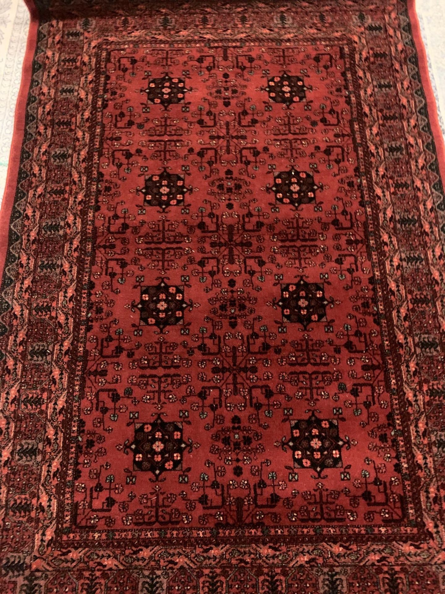 Afghan Rug, Herat, West Afghanistan, Wool On Wool Foundation. The Chestnut Red Field With Two - Bild 3 aus 6