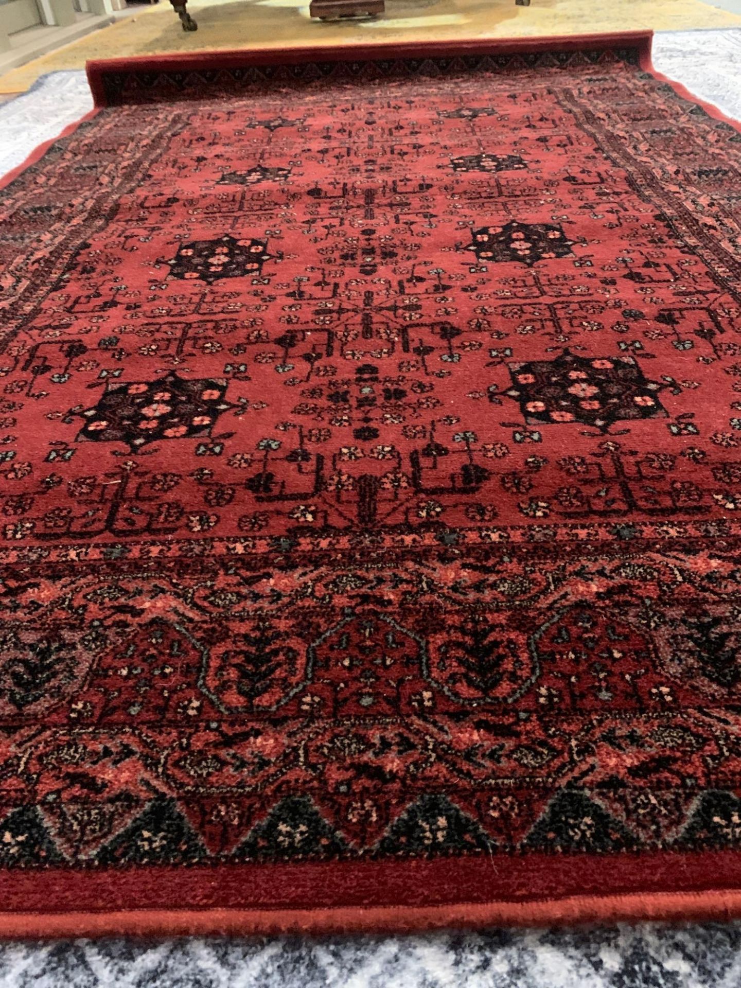 Afghan Rug, Herat, West Afghanistan, Wool On Wool Foundation. The Chestnut Red Field With Two - Bild 6 aus 6