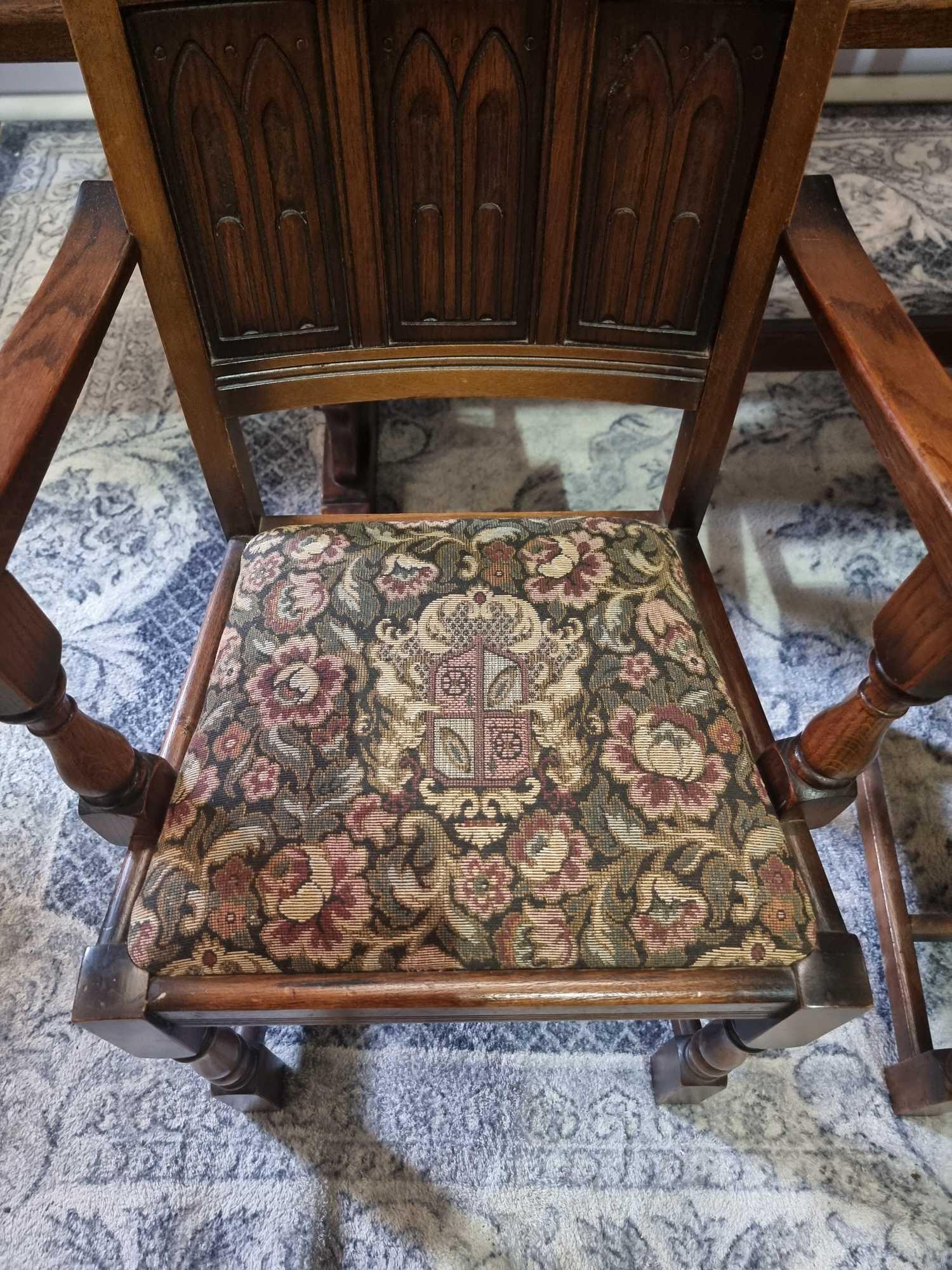 English Oak Refectory Dining Table The Solid Oak Table Top Is Supported By A Pair Of Pierced Lyre - Image 14 of 14