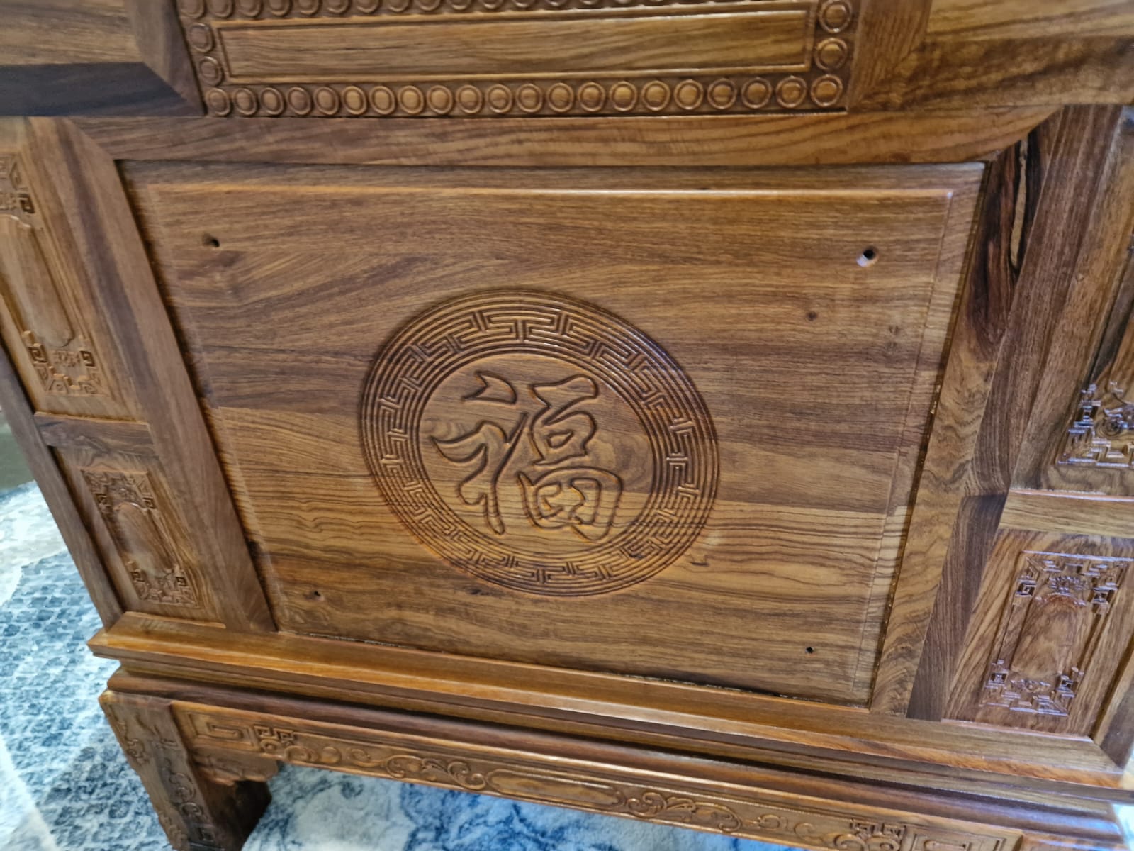 A Pair Chinese Imperial Style Hardwood Throne Chairs, The Backs Carved With Dragon Masks And Birds - Image 4 of 24