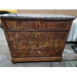 French Louis Philippe Style Figured Walnut Commode With Four Drawers Surmounted By A Moulded