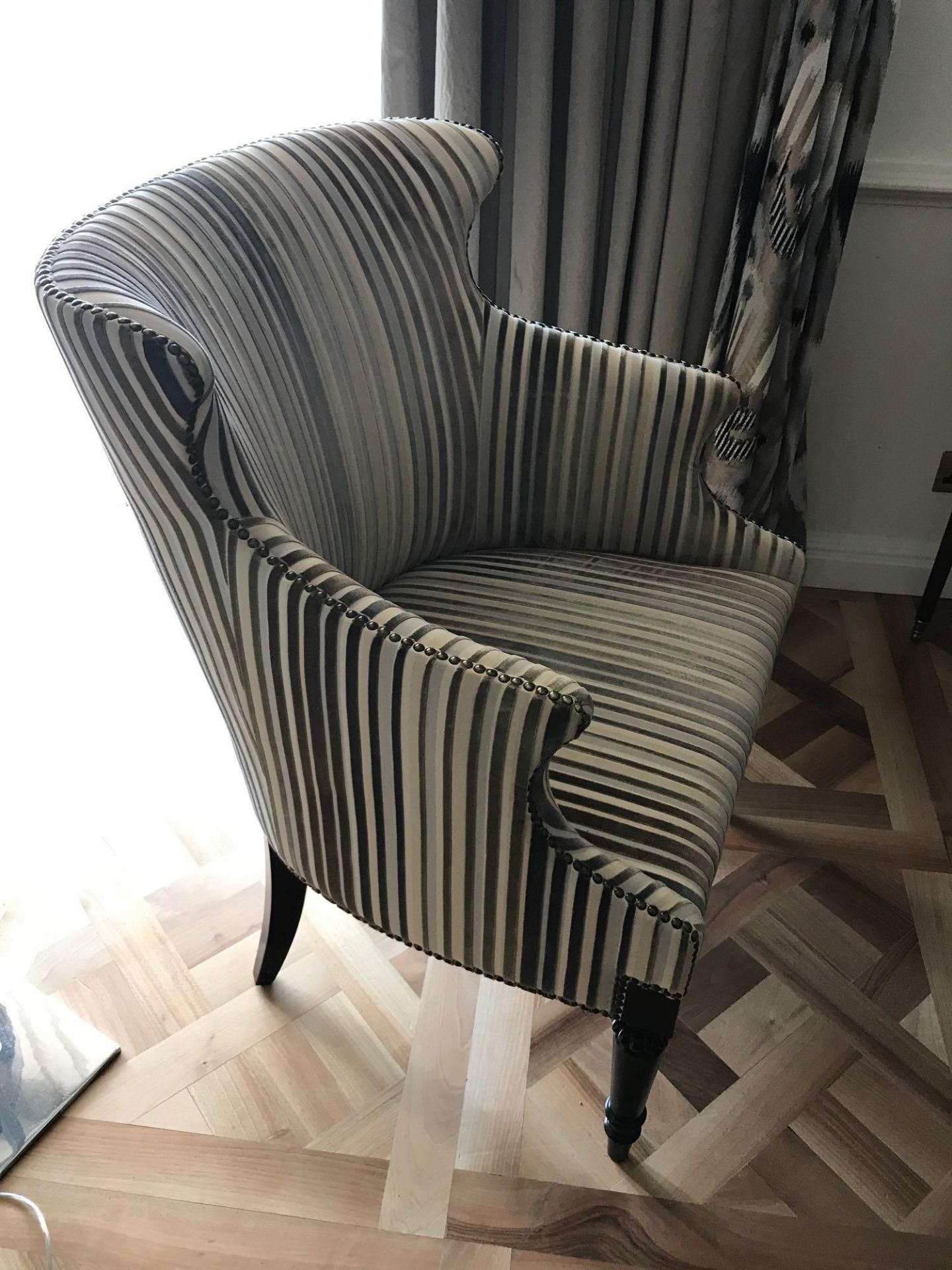 Accent Chair In Upholstered Striped Fabric 65 x 49 x 84cm Room 604 - Image 2 of 2