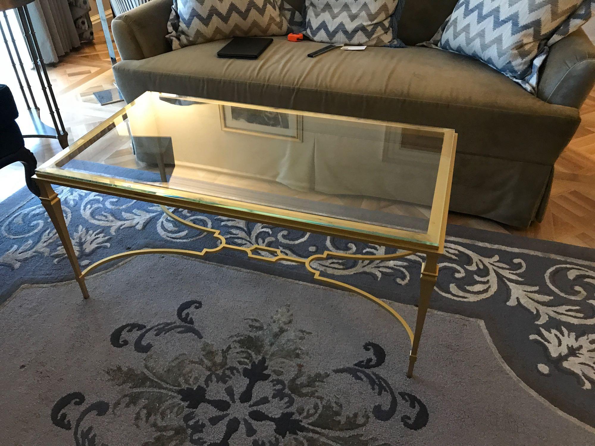 A Rectangular Coffee Table Polished Brass Frame With Clear Glass Top 110 x 60 x 58cm Room 604 - Image 2 of 2