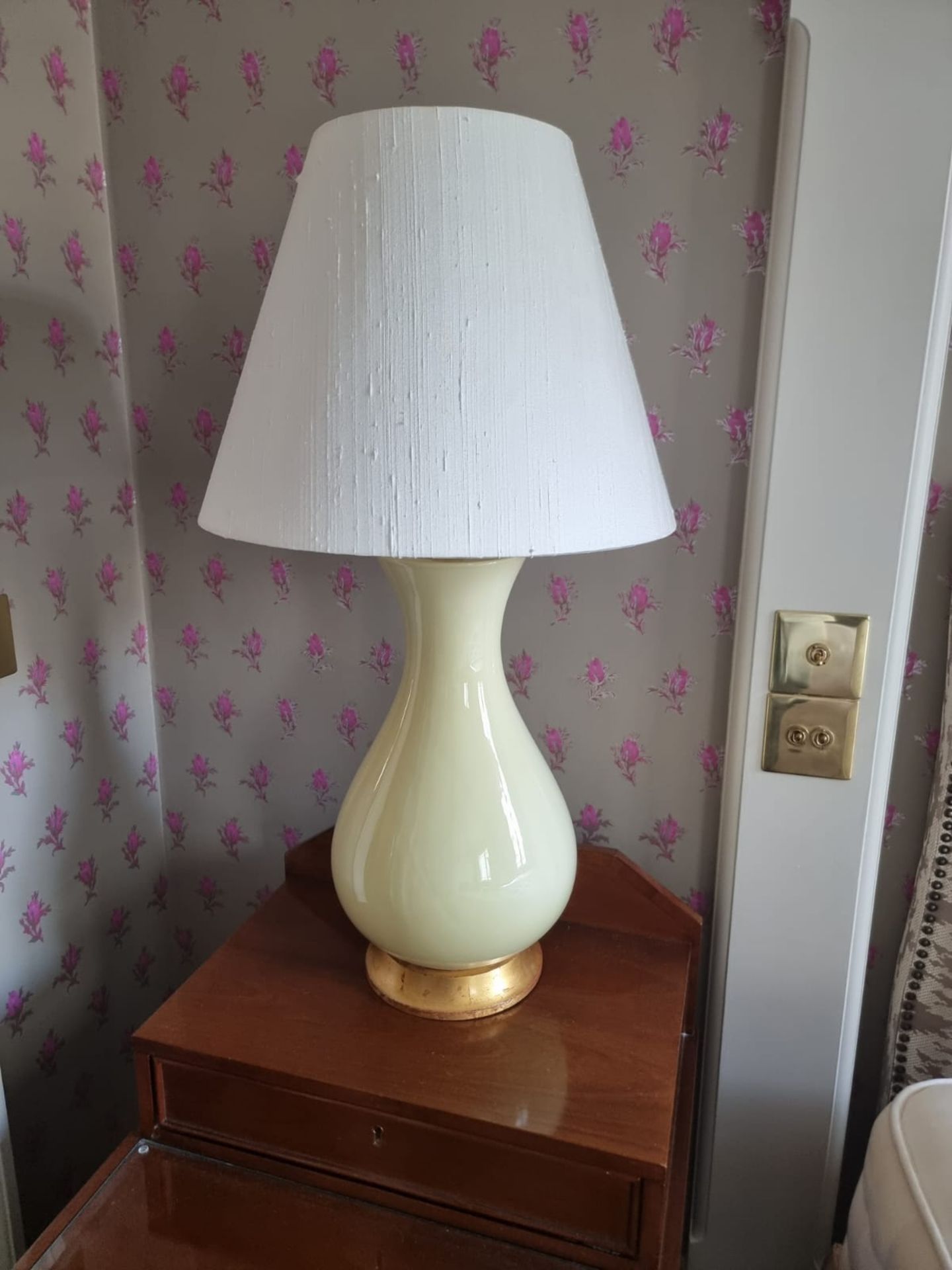 A Pair Of Heathfield And Co Louisa Glazed Ceramic Table Lamp With Textured Shade 77cm Room 608