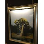 Landscape Lithograph Print Framed Depicting A Tree 62 x 76cm Room 627