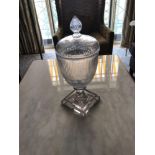 A Glass Cut Crystal Urn Vessel With Lid Room 611