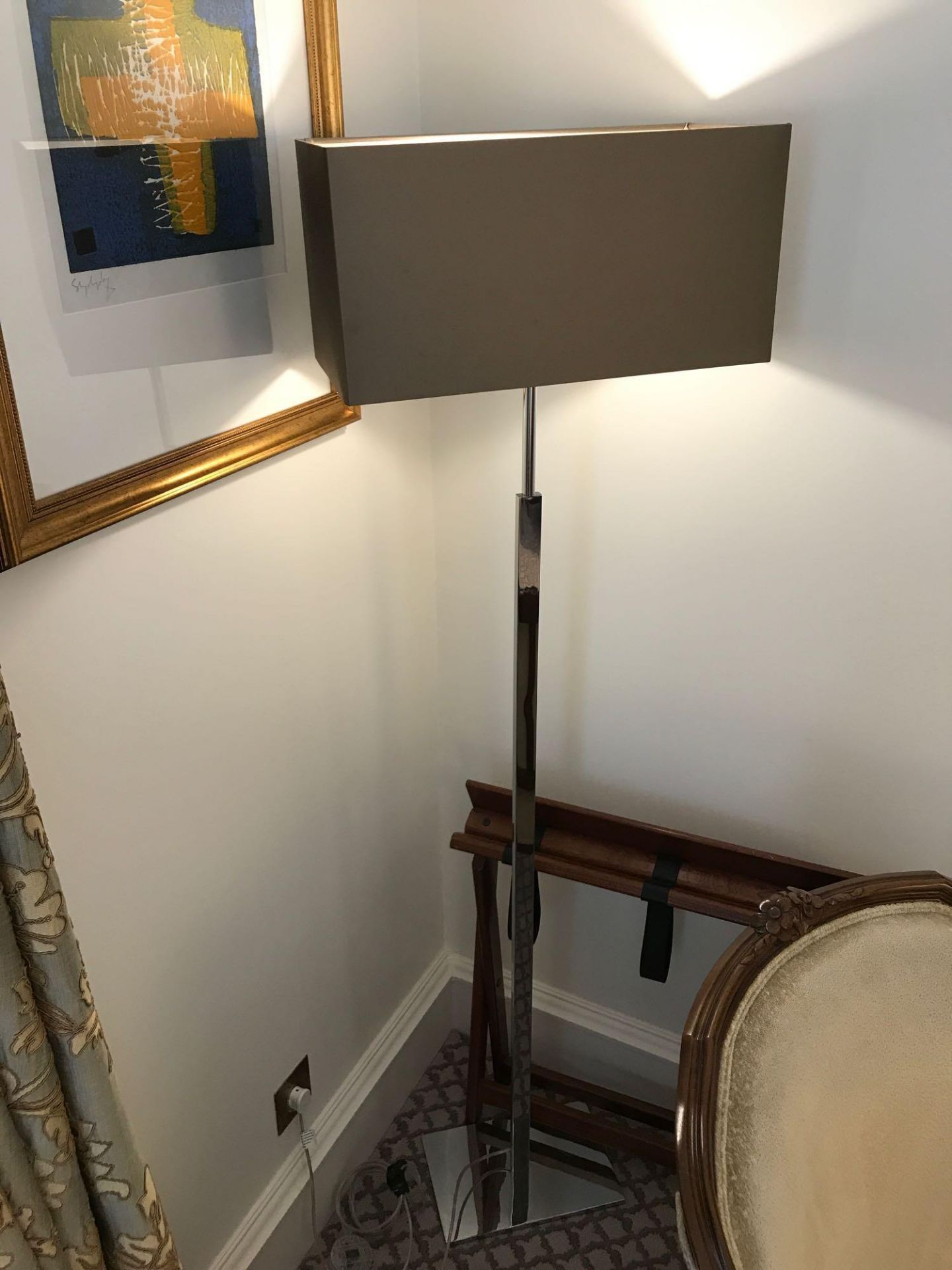 Heathfield And Co Dakota Contemporary Floor Lamp Chrome Complete With Shade 158cm Room 601