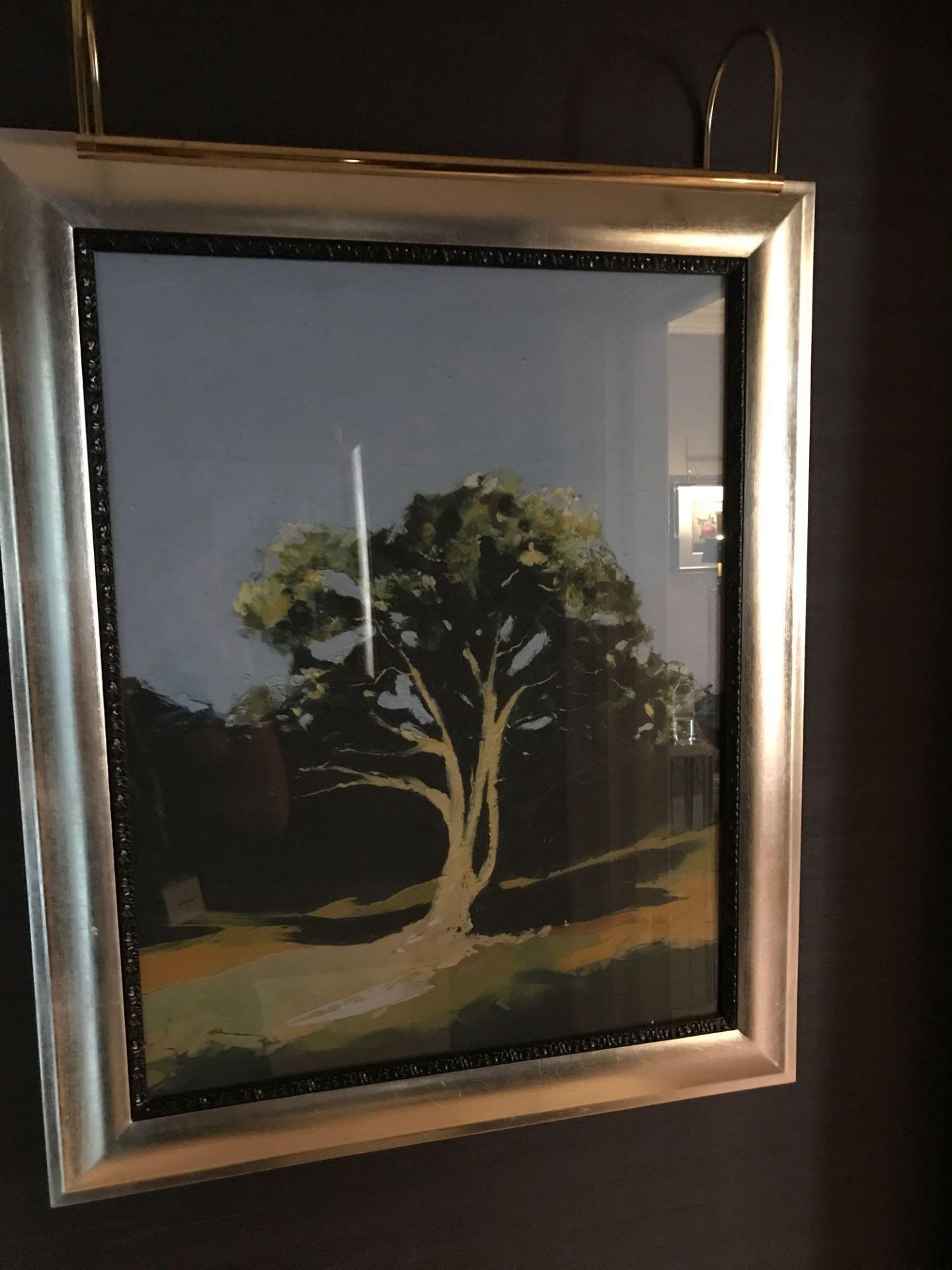 Landscape Lithograph Print Framed Depicting A Tree 62 x 76cm Room 639