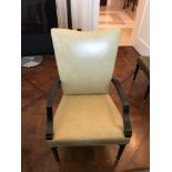 A Pair Of Cream Leather Armchairs 52 x 45 x 100cm Room 606/7