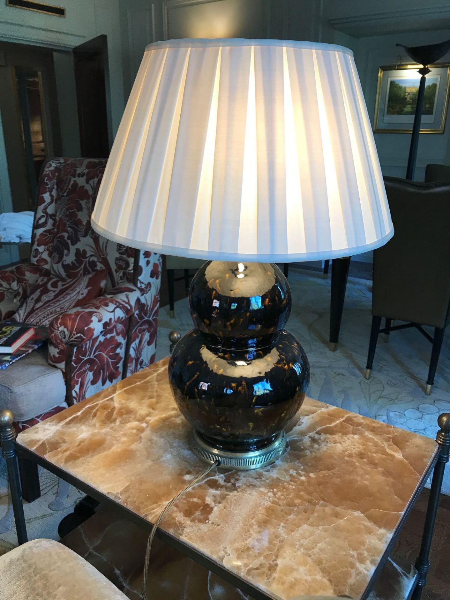A Pair Of Heathfield And Co Gourd Textured Ceramic Table Lamp With Shade 70cm Room 617 - Image 2 of 2