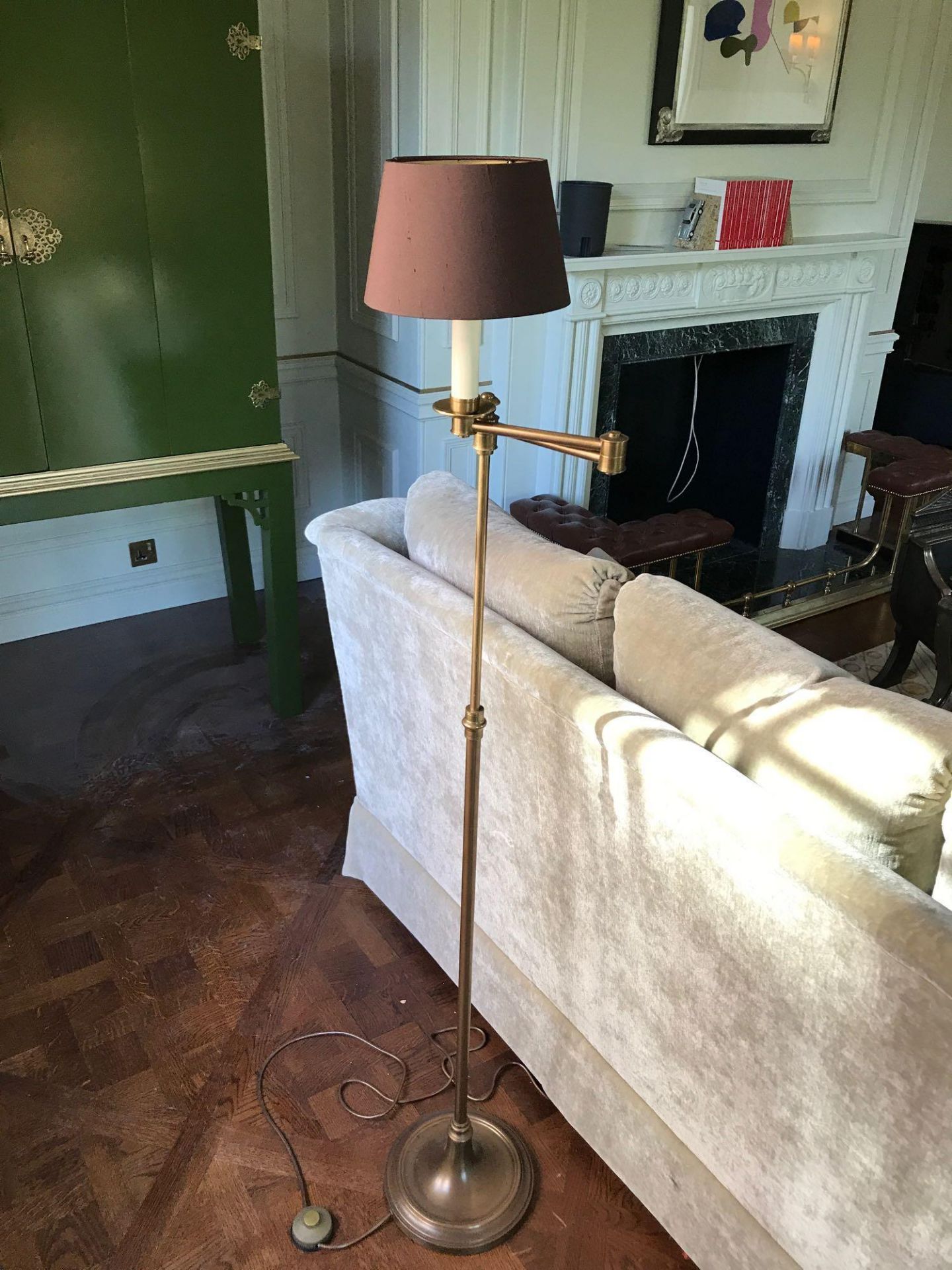 Library Floor Lamp Finished In English Bronze Swing Arm Function With Shade 156cm Room 617