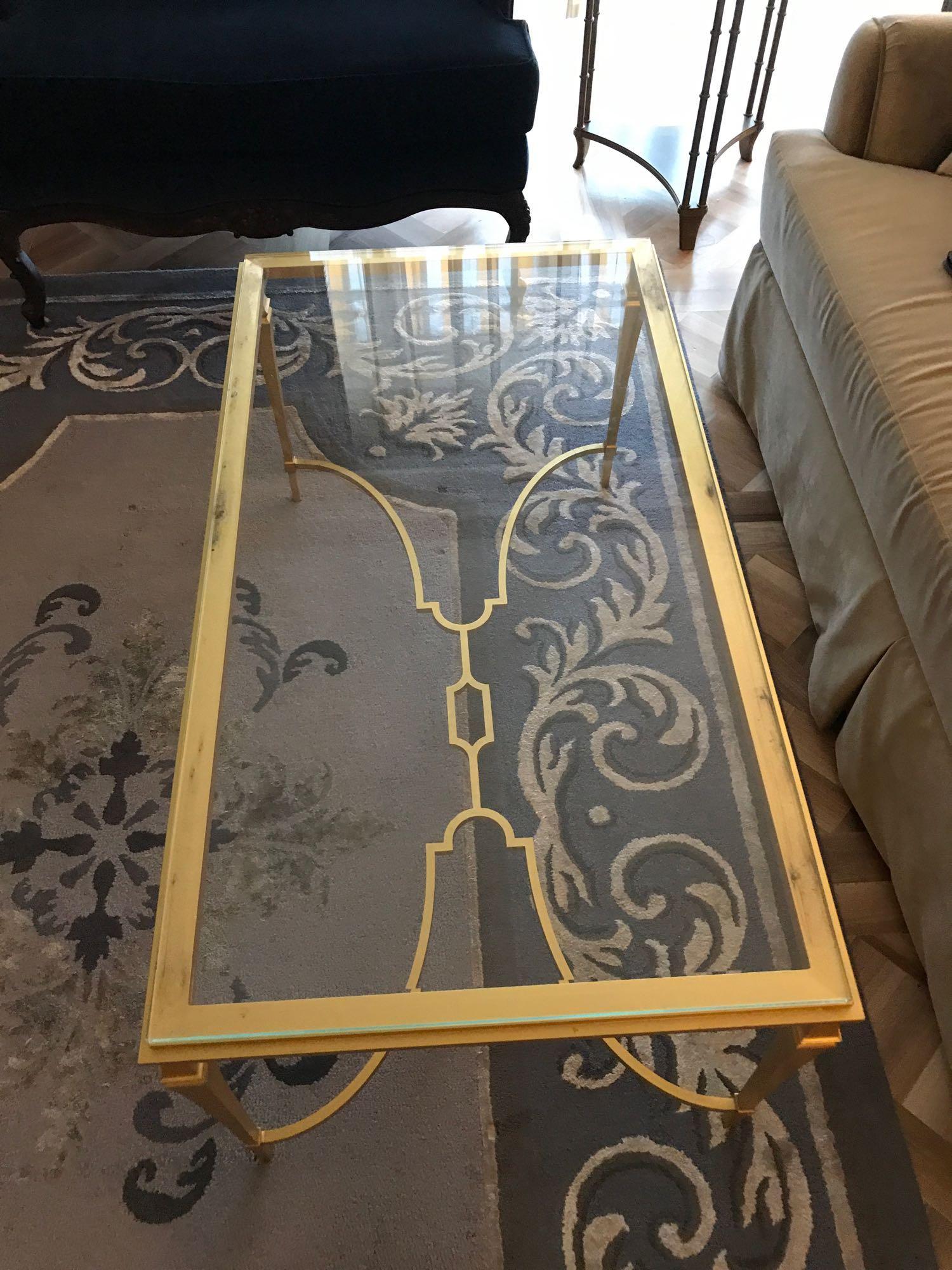 A Rectangular Coffee Table Polished Brass Frame With Clear Glass Top 110 x 60 x 58cm Room 604