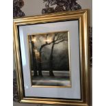 Lithograph Print Stark Winter Trees Framed 62 x 76cm Room 640