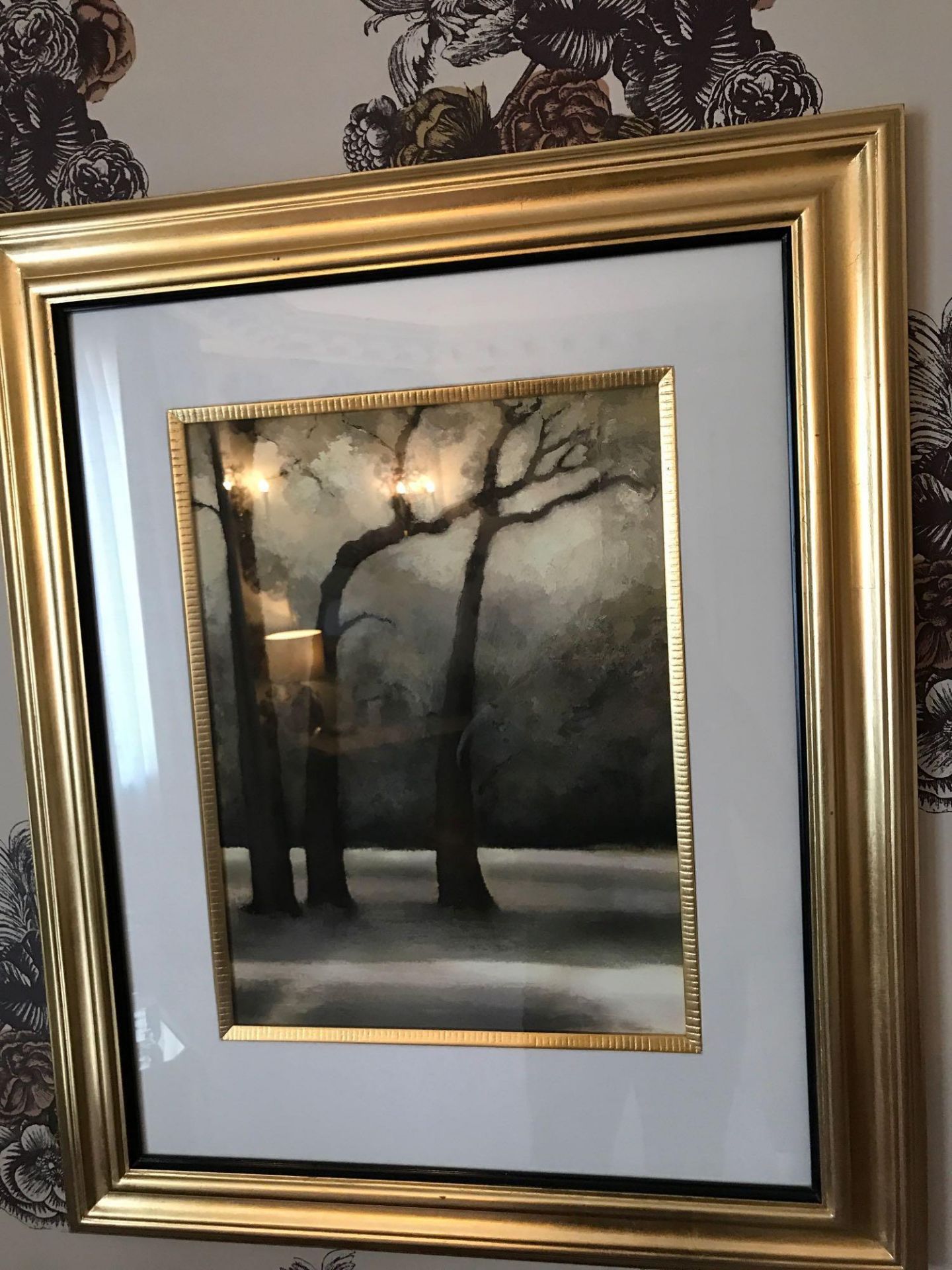 Lithograph Print Stark Winter Trees Framed 62 x 76cm Room 640