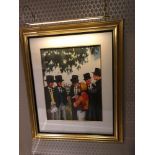 Framed Lithographic Print Illustrating A Jockey Talking To Gentleman In Morning Dress At Ascot