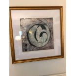 Framed Lithograph Abstract Signature In Descript 83 x 83cm Room 602