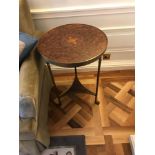 A Pair Of Bronze And Mahogany Side Tables On Tripod Foot Form Base 49 x 72cm Room 602