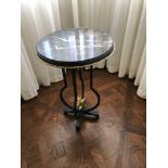 A Regency Style Marble-Top Metal Bouillotte Table Having A Bronze Framed Marble Top Supported By