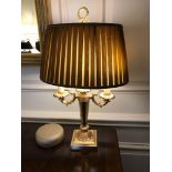 Laudarte Aretusa Twin Arm Table Lamp Bronze Lost-Wax Casting Antique Gilt Bronze Base And Column And