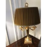 Laudarte Aretusa Twin Arm Table Lamp Bronze Lost-Wax Casting Antique Gilt Bronze Base And Column And