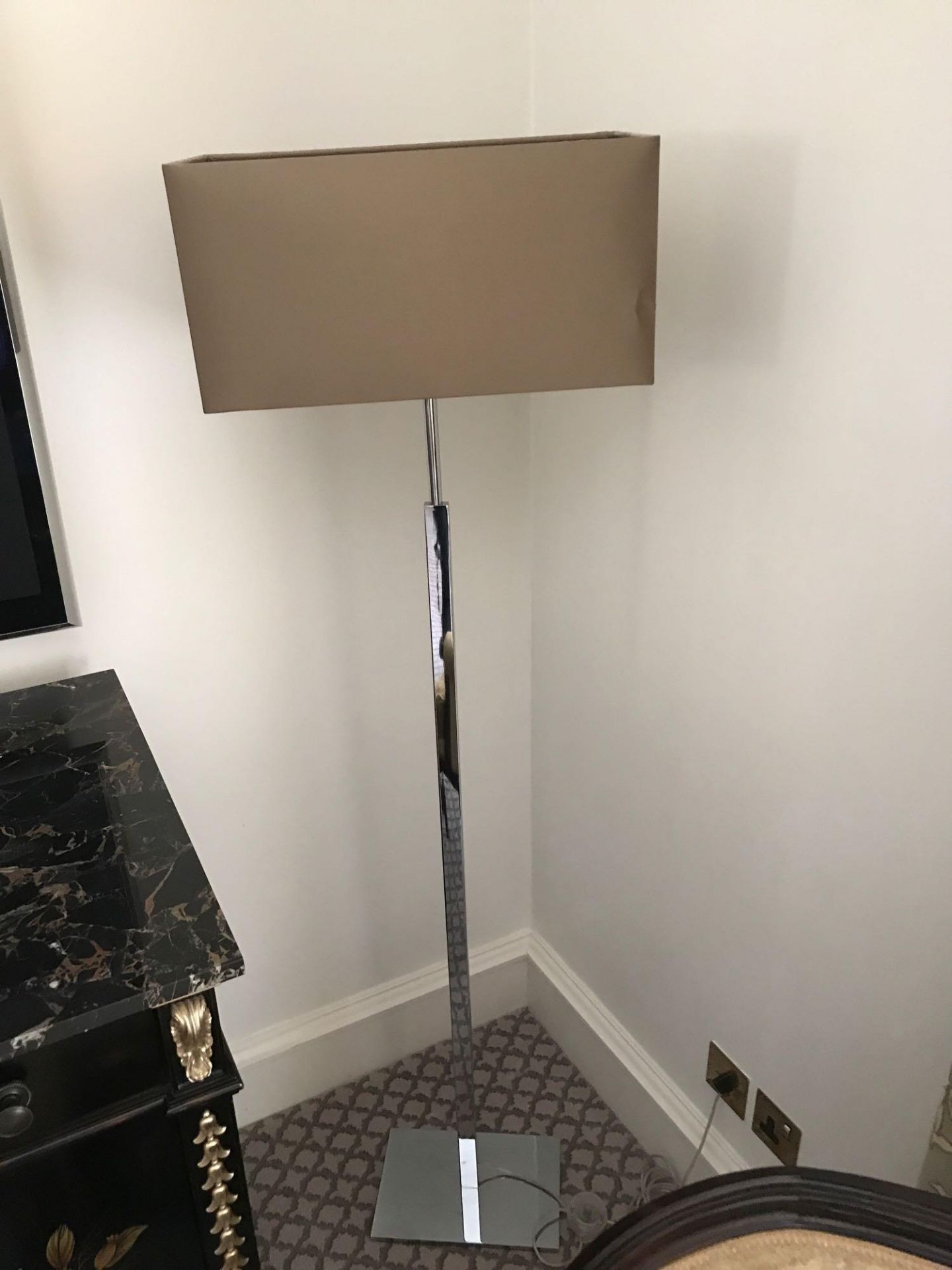 Heathfield And Co Dakota Contemporary Floor Lamp Chrome Complete With Shade 158cm Room 605