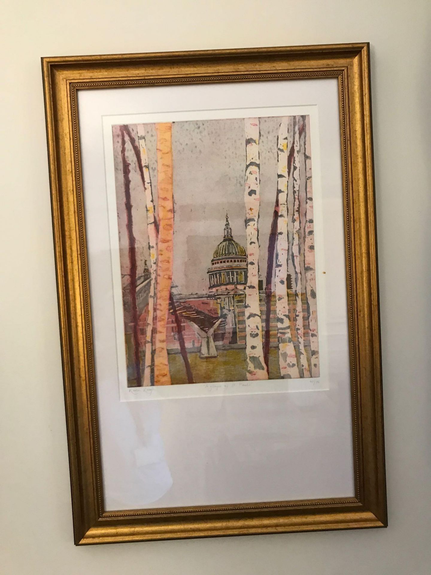 Karen Keogh (English) Limited Edition Etching Titled A Glimpse Of St Paul's 47 Of 75 Titled Signed