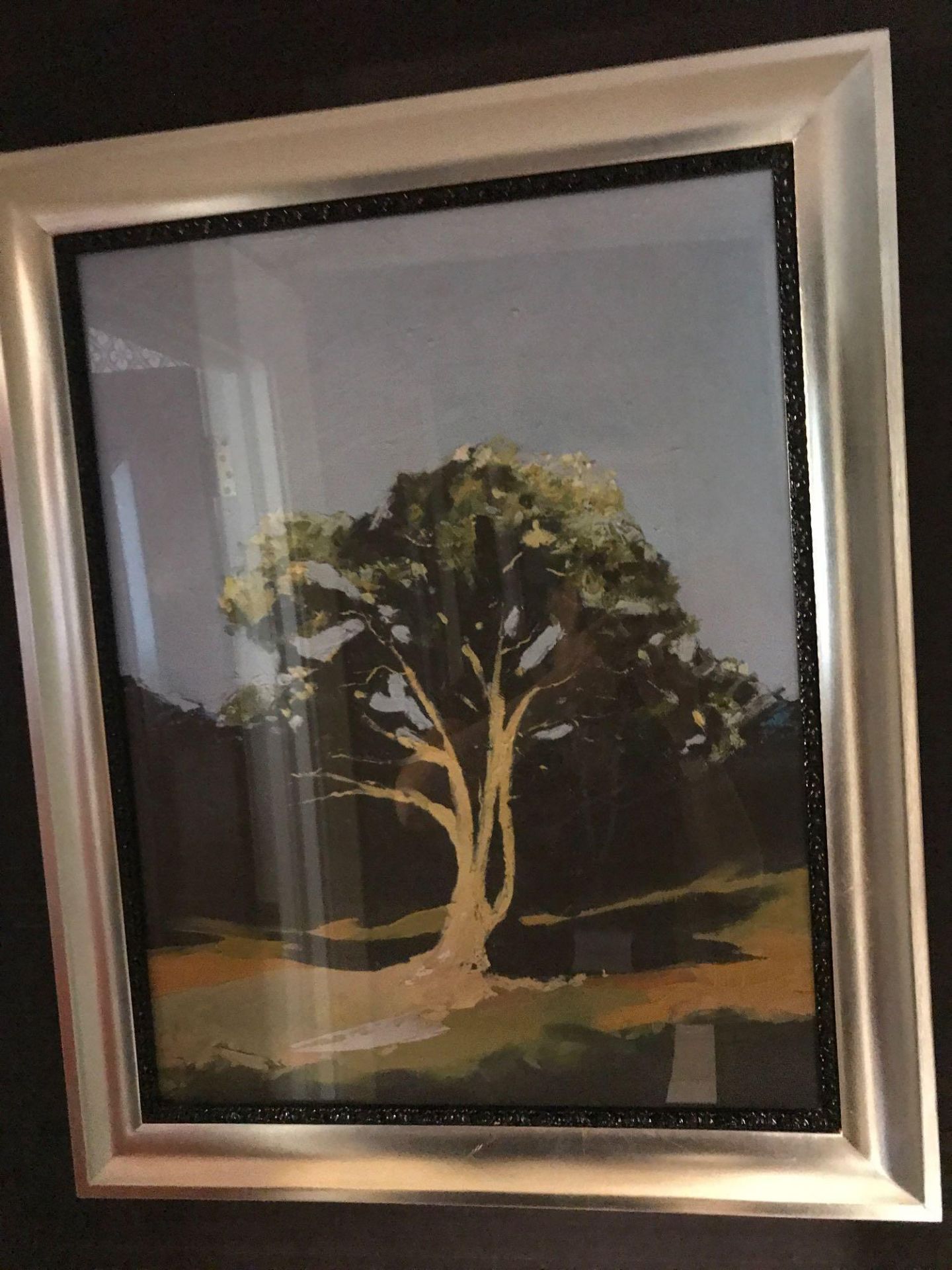 Landscape Lithograph Print Framed Depicting A Tree 62 x 76cm Room 629