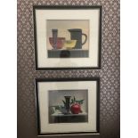 2 x Lithograph Prints Still Life 50 x 55cm