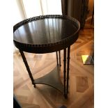A Regency Style Marble-Top Metal Bouillotte Table Having A Bronze Framed Marble Top Supported