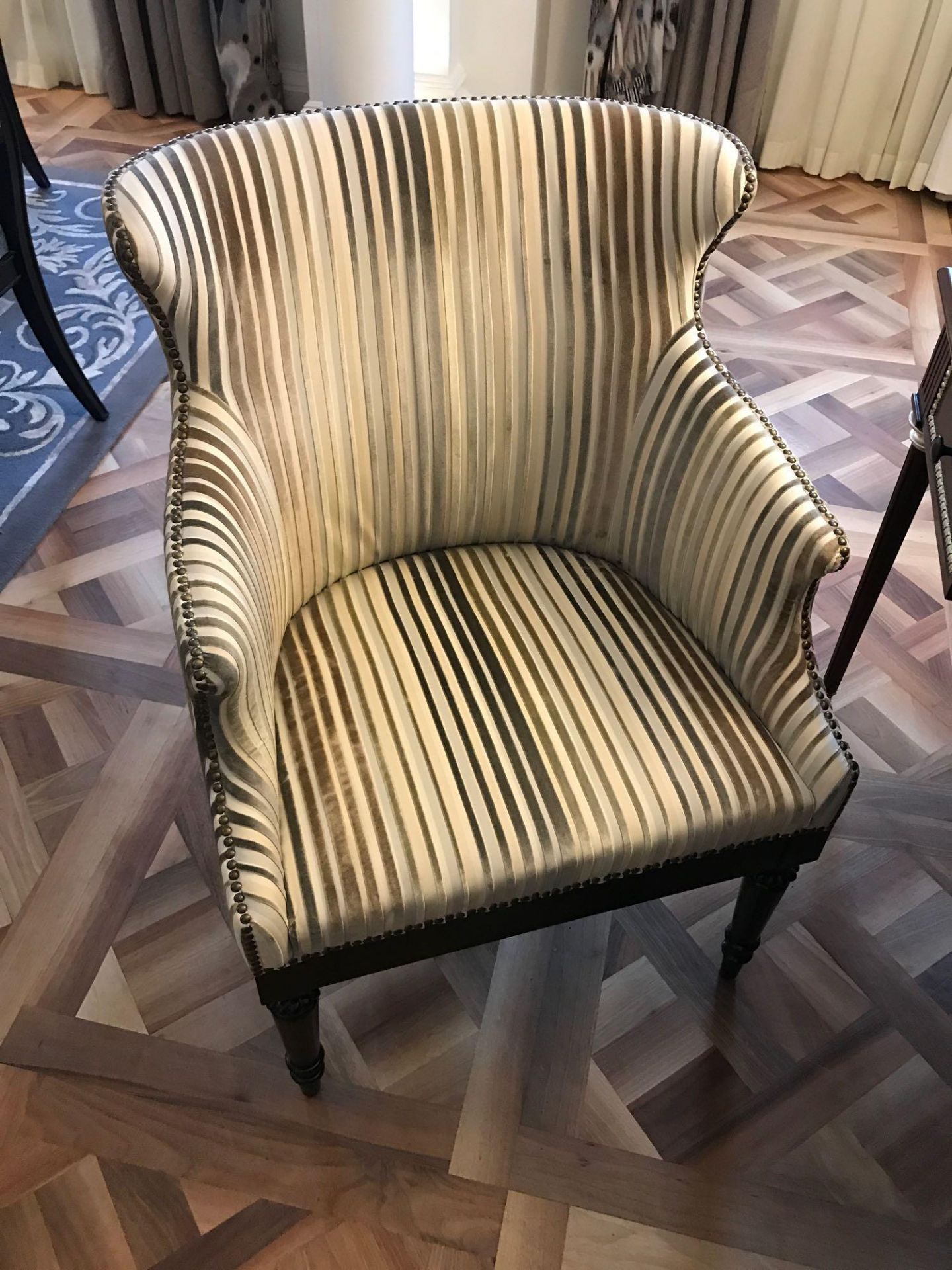 Accent Chair In Upholstered Striped Fabric 65 x 49 x 84cm Room 602