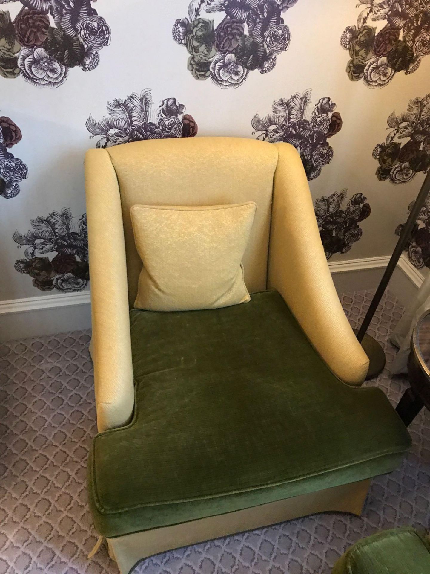 A Pair Egerton Armchair Sloping Arms, Dressmakers Skirt And A Sprung Back Upholstered Gold With - Bild 2 aus 2