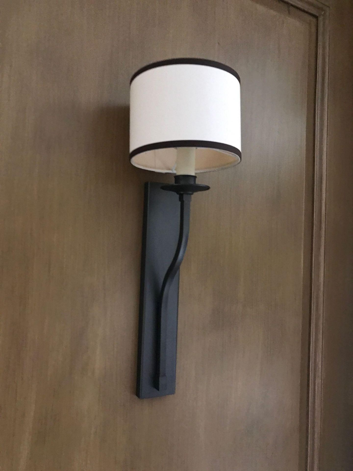 4 x Powder Coated Black Metal Wall Sconces With Cream Shade Room 611 - Image 2 of 2