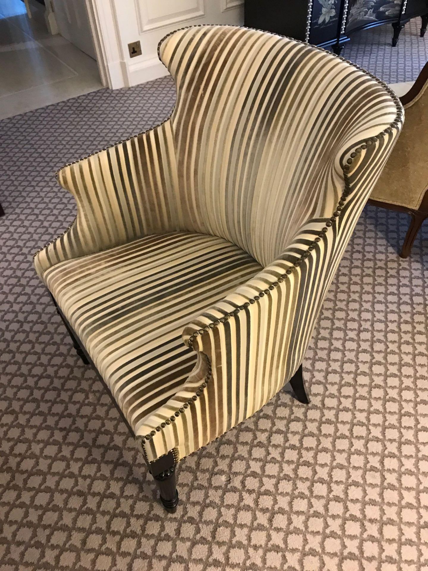 Accent Chair In Upholstered Striped Fabric 65 x 49 x 84cm Room 603