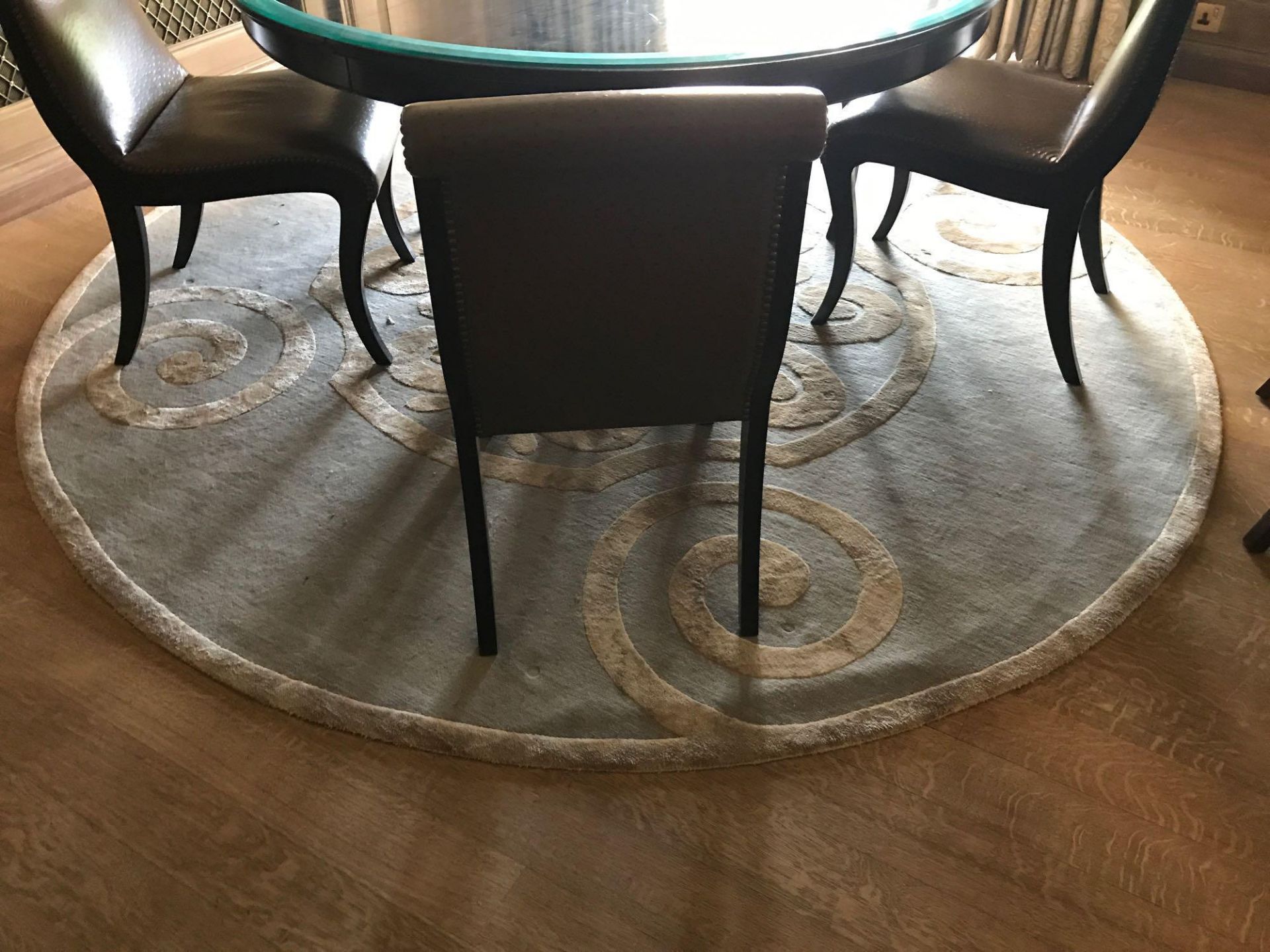 Handmade Rug By The Rug Company Circular With Green And Gold Swirl Pattern 260cm Room 611