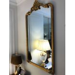 A Carved Gilt Rectangular Wall Mirror With Shell Crest Pediment 76 x 135cm Room 601