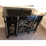 Black Lacquer Hand Decorated Chinoiserie Serpentine Commode By Restall Brown And Clennell The Six