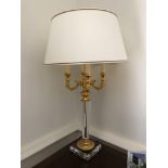 Laudarte Crystal Table Lamp Four Arm Bronze Lost-Wax Casting Antique Gilt Bronze Base And Column And