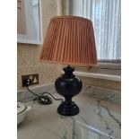 A pair of Venus baluster form table lamps in wood This lamp will fit B22 bayonet lightbulbs - push