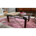 Walnut Brass and Temperered Glass Bespoke Furniture Coffee Table 100 x 70 x 40cm  (Apt 1)